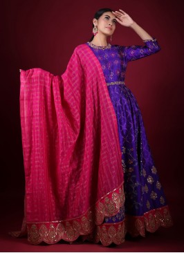 Floor length Anrakali Suit In Purple Color