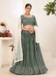 Palace Green A Line Lehenga Choli With White Dupatta