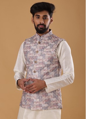 Floral Motifs Sequins Work Nehru Jacket