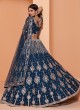 Floral Net Embroidered Blue Lehenga Choli