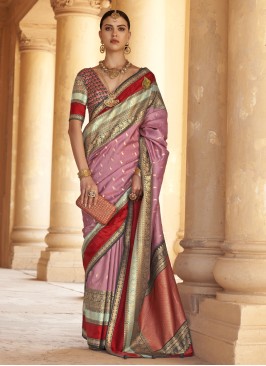 Dusty Rose Pink Classic Silk Saree