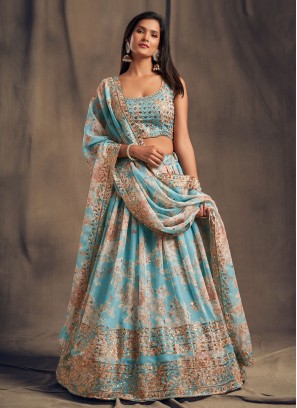 Floral Print Organza Lehenga Choli For Wedding