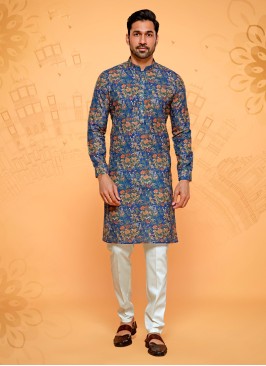 Floral Printed Cotton Silk Kurta Pajama