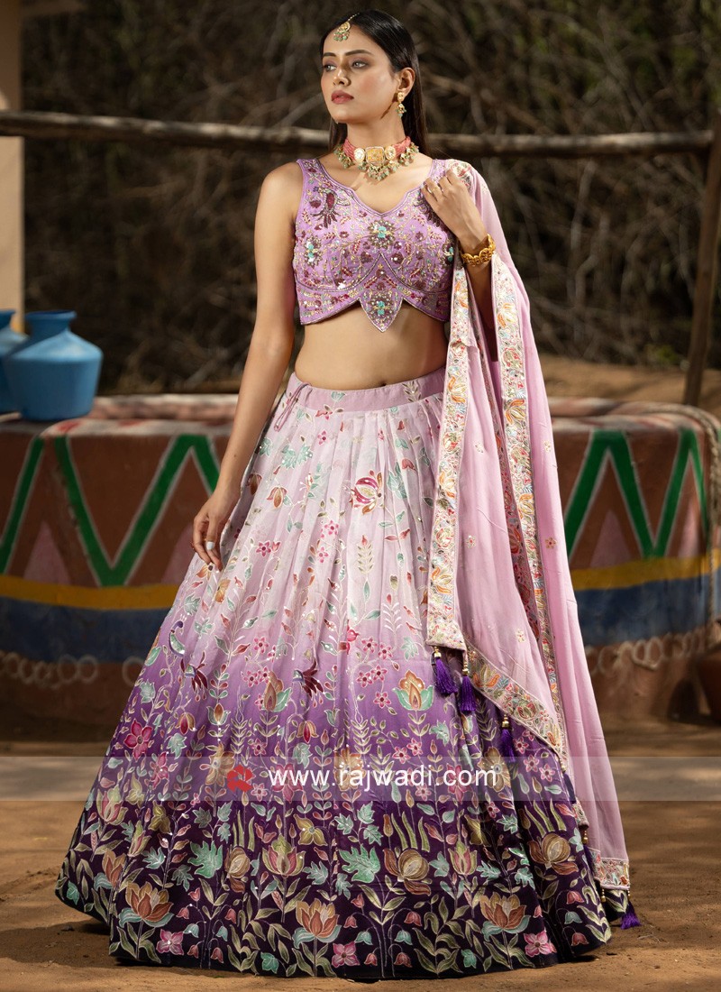 Designer Floral Lehenga in criss cross pattern /sea green colour – rkkurtis