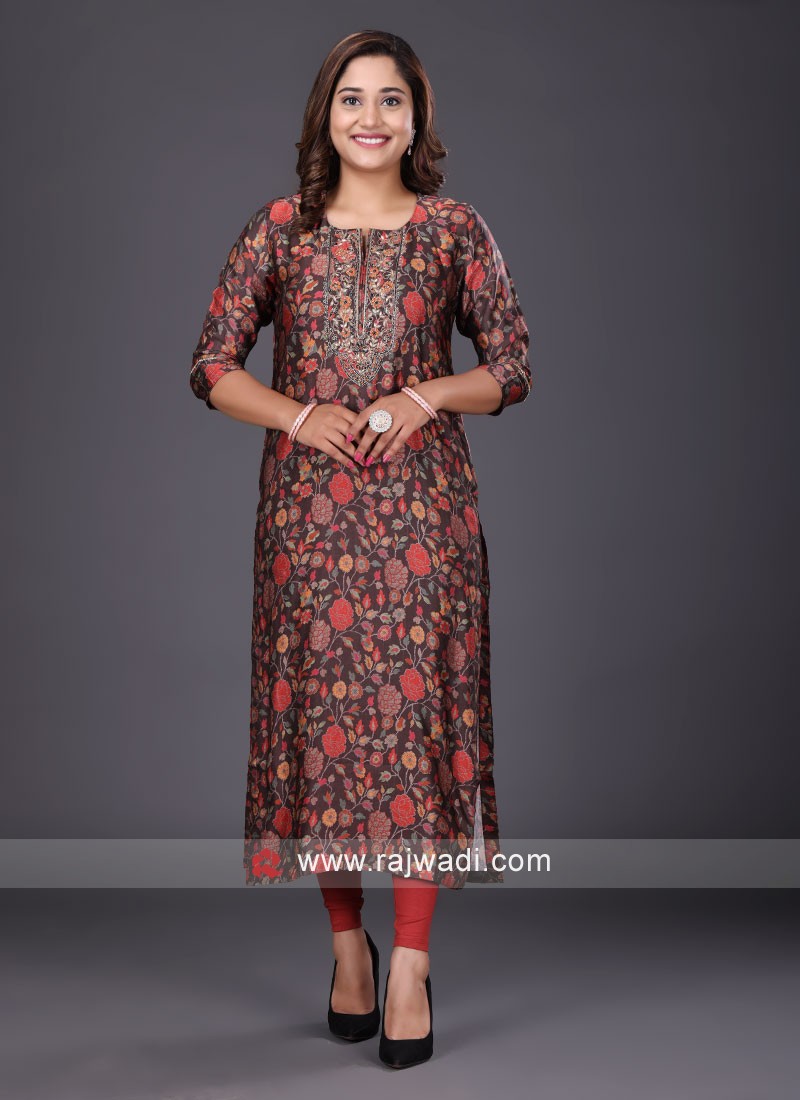 Buy Bunaai Blooming Floral Cotton Designer Traditional Kurti Set For Women  Online