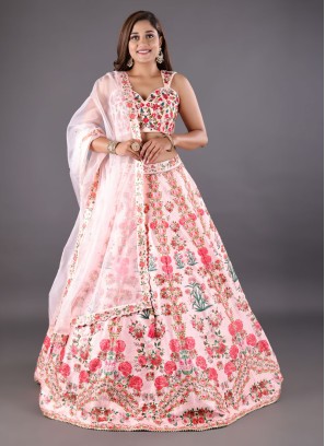 Floral Printed Silk Lehenga Choli