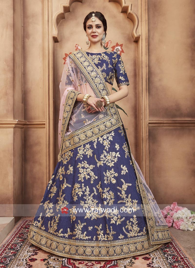 Green Floral Work Festive Lehenga Choli In Georgette