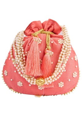 Gajri Pink Art Silk Potli Bag