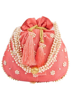 Gajri Pink Art Silk Potli Bag