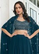 Teal Blue Georgette Readymade Lehenga Choli