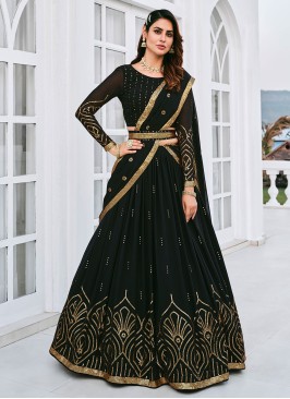 Gorgeous Black Sequins Georgette Lehenga Choli