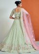 Pista Green Georgette Designer Lehenga Choli