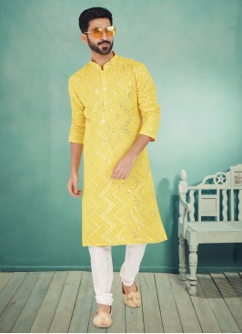 Georgette Embroidered Kurta Pajama For Men