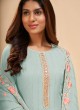 Light Cyan Georgette Embroidered Salwar Kameez