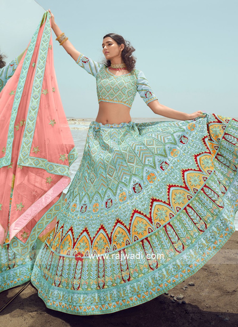 Trending | $258 - $387 - Turquoise Designer Viscose Block Print Designer  Lehenga Choli, Turquoise Designer Viscose Block Print Designer Lehengas and  Turquoise Designer Viscose Block Print Ghagra Chaniya Cholis Online Shopping