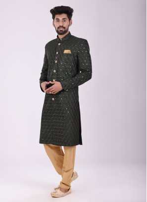 Georgette Indowestern In Green Color