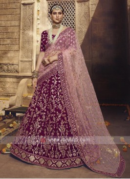 Georgette Lehenga Choli In Wine Color