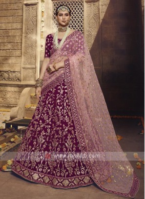 Georgette Lehenga Choli In Wine Color