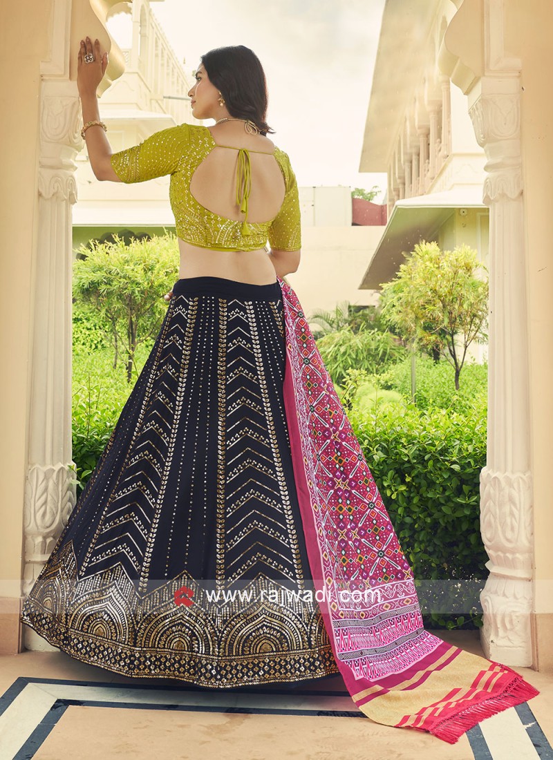 Latest Morpich Georgette Embroidered Designer Chaniya Choli online - Lehenga