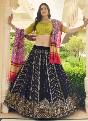 Shaded Green Silk Designer Lehenga Choli