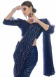 Georgette Navy Blue Sequins Contemporary Saree