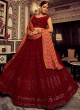 Georgette Maroon Embroidered A Line Lehenga Choli