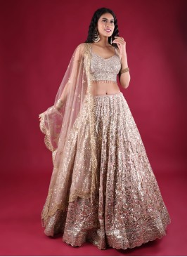 Georgette Rexine Embroidery Work Lehenga Choli