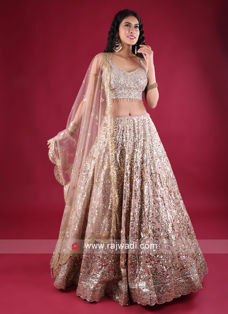 Silk Fabric Pink Color Wedding Wear 3 Piece Lehenga Choli With Embroidery  Work