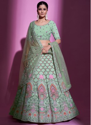 Sea Green Georgette Designer Lehenga Choli