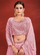 Pink Georgette Layered Lehenga Choli with Jacket