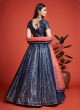 Georgette Sequins Trendy Lehenga Choli in Dark Blue
