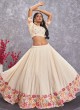 Off White Floral Embroidered A Line Lehenga Choli