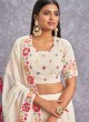 Off White Floral Embroidered A Line Lehenga Choli