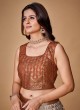 Designer Sequins Embellished Georgette Lehenga Choli in Brown