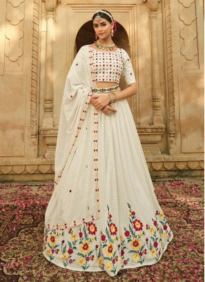 Off White Georgette Lehenga Choli