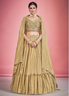 Georgette Wedding Lehenga Choli In Dark Beige