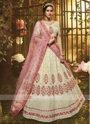 Georgette White Lehenga Choli