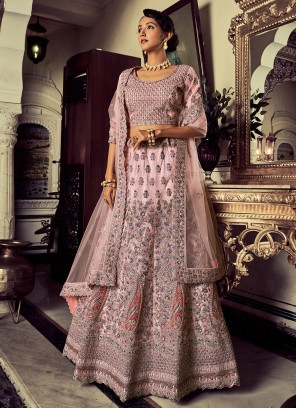 Designer Pink Zari Embroidered Lehenga Choli