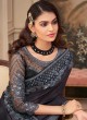 Girlish Embroidered Silk Black Contemporary Saree
