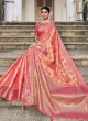 Peach and Pink Organza Wedding Contemporary Saree