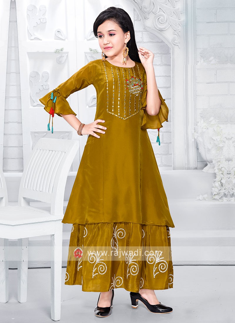 Buy Weavers Saga Womens Bagh Print Pure Cotton Sharara Set With Mehndi Green  Cotton Dupatta Perfect Haldi Dress, Mehendi Look Wedding, Festival, Yellow  (Pack Of 1)-M Online at Best Prices in India -
