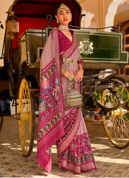 Traditional Rani Silk Patola Printed Saree