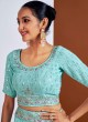 Aqua Blue Sequins Embellished Georgette Lehenga Choli