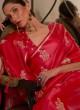 Beautiful Pink Woven Satin Saree