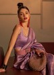 Stunning Lavender Woven Handloom Silk Saree