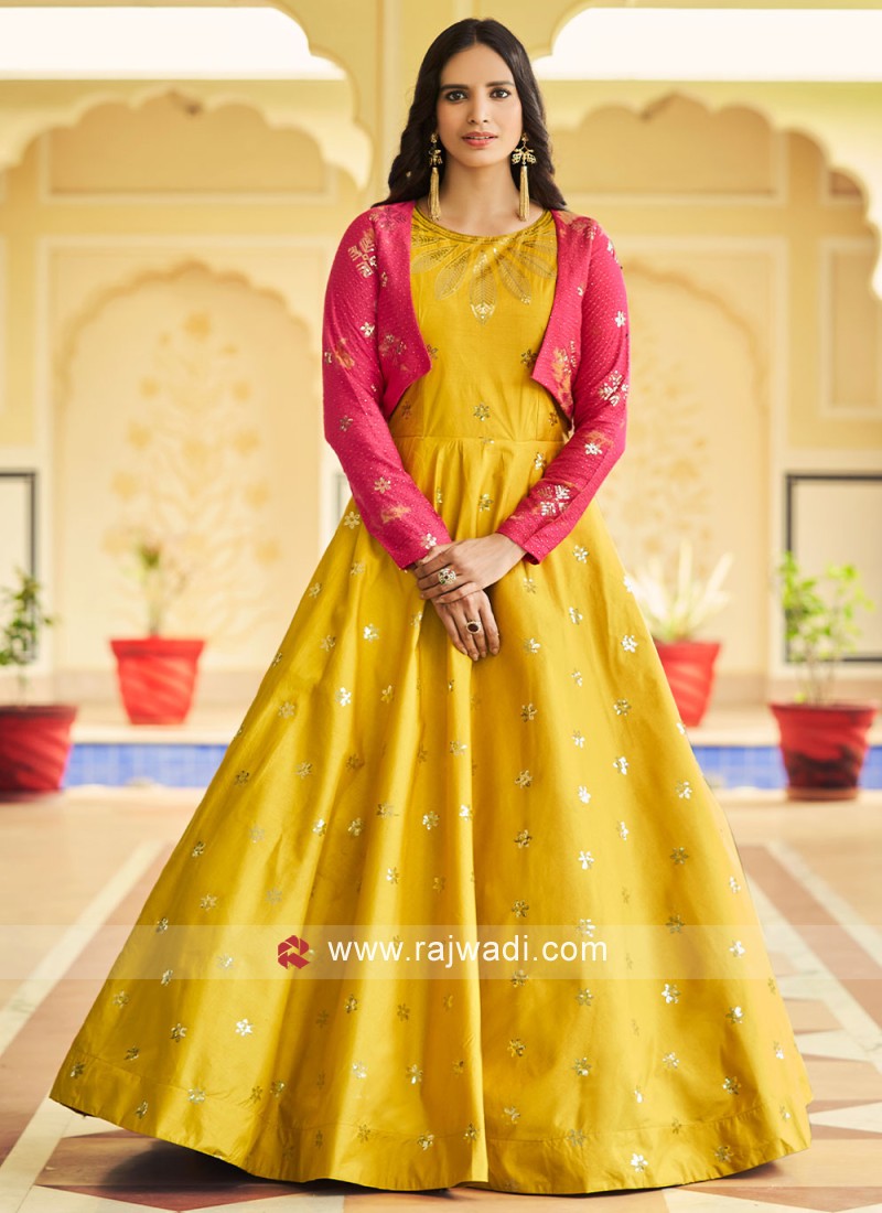 Fancy Long Gown Pink & Yellow Combination-FL77 – Gayathri Reddy  Traditional Designer Studio