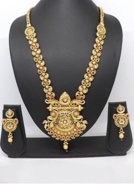 Gold Plated Long Necklace Set For Women