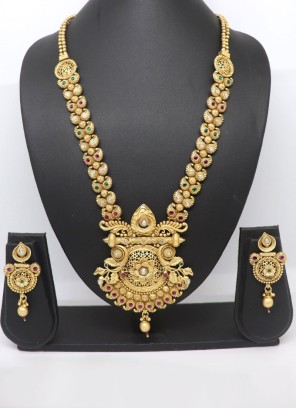 Gold Plated Long Necklace Set For Women