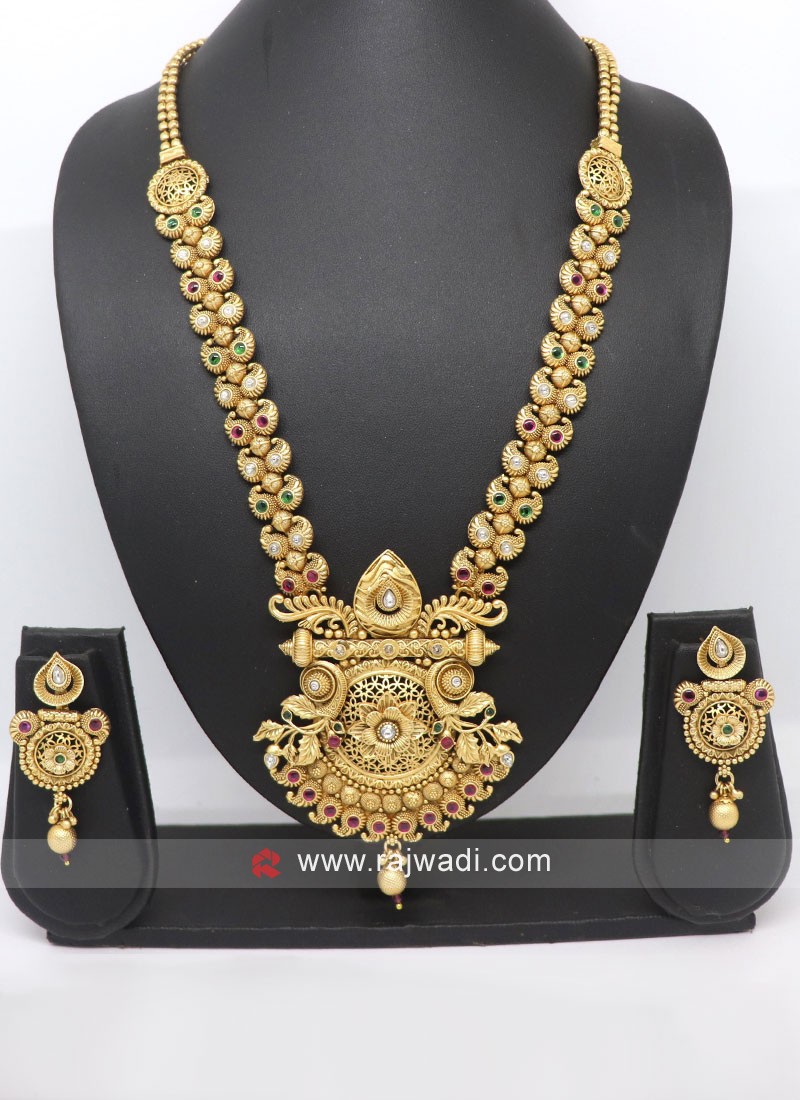 Occasional Golden 1 Gram Gold Plated Long Necklace Set at Rs 1650/set in  Mumbai