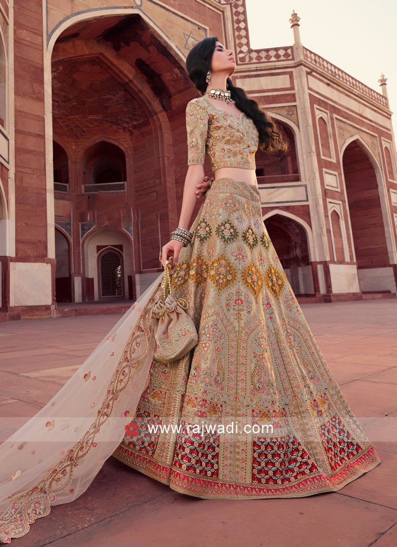 Wedding Lehenga For Women Party Wear Golden Colour